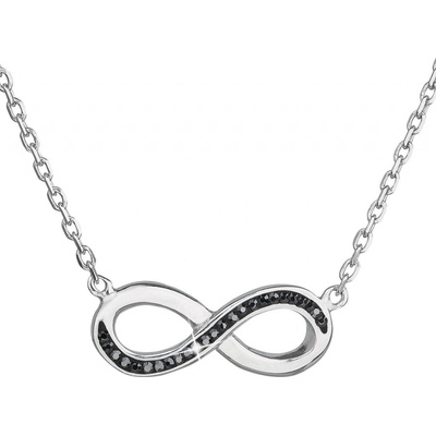Evolution Group Strieborný náhrdelník s krištáľmi Swarovski čierne infinity osmička-nekonečno 32023.5