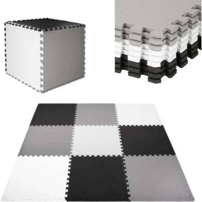 SPRINGOS Детски килим от дунапрен, Форма тип пъзел, 27 части, Топлоизолация, 179×179 см, Сив / Черен (fm0026)