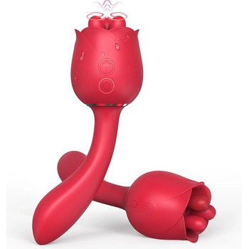 Image 1 of Paloqueth Rose Clitoris Vibrator with 9 Rotating Vibration Modes Red