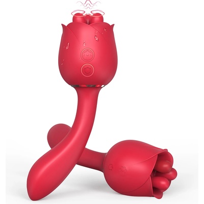 Paloqueth Rose Clitoris Vibrator with 9 Rotating Vibration Modes Red