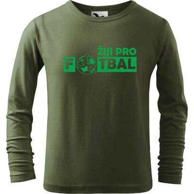 Dobrý triko Dětské bavlněné triko Žiji pro fotbal Khaki