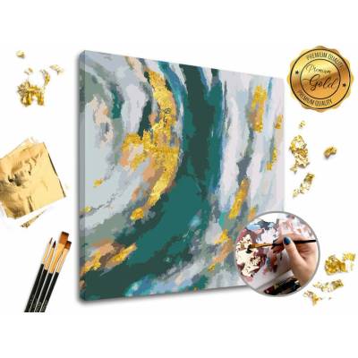 Maľovanie podľa čísel PREMIUM GOLD – Tyrkysová fantázia - 50x50 cm