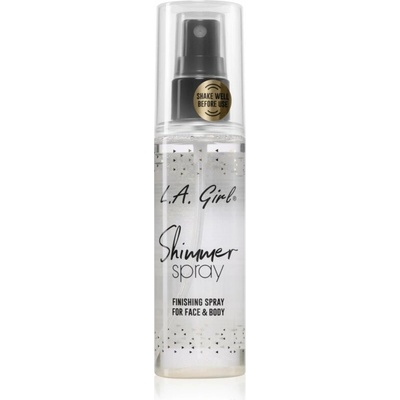L.A. Girl Cosmetics Shimmer Spray fixačný sprej na make-up na tvár a telo Gold 80 ml