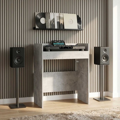vidaXL DJ маса Бетонно сиво 82 x 45 x 102 см Инженерна дървесина (8006751)