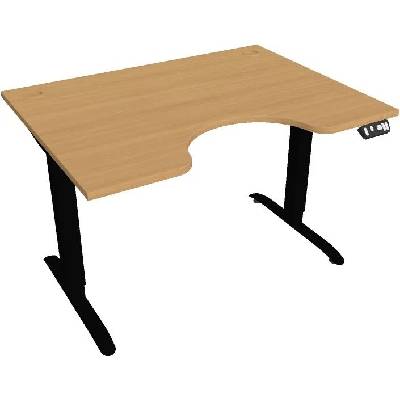 Hobis Office Pro psací stůl Motion MS ERGO 2 Šířka: 120 cm, Barva desky: buk, Barva kovu: černá RAL 9005 Šířka 120-180 cm / 27 barevných variant