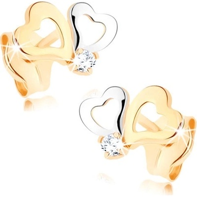 Šperky eshop diamantové ze zlata dvoubarevné kontury srdcí čirý briliant BT501.24
