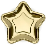 PartyDeco Златни чинии звезда 18 см