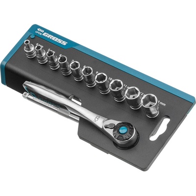 GROSS Комплект тресчотка с вложки gross 14141, 1/4" , 12 части (14141)