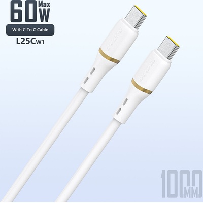 Dudao L25C USB-C / USB-C silikonový 60 W 1m bílý