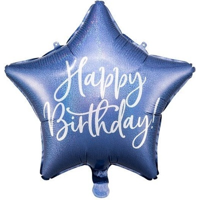 Party Deco Фолиев Балон "Happy Birthday", 40см, Тъмносин (FB93-074)