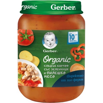 Gerber Organic Сладък картоф, зеленчуци и пилешко 190г