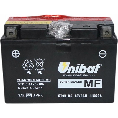Unibat AGM 12V 8Ah left+ CT9B-BS