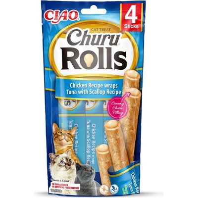 Churu Rolls Chicken wraps & Tuna Scallop 4 x 10 g
