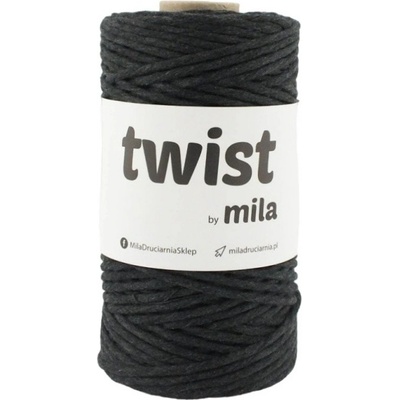 MILA macramé šňůra TWIST 3mm Antracitová