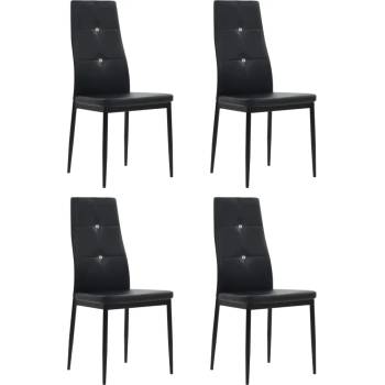 vidaXL Tрапезни столове, 4 бр, черни, изкуствена кожа (246188)