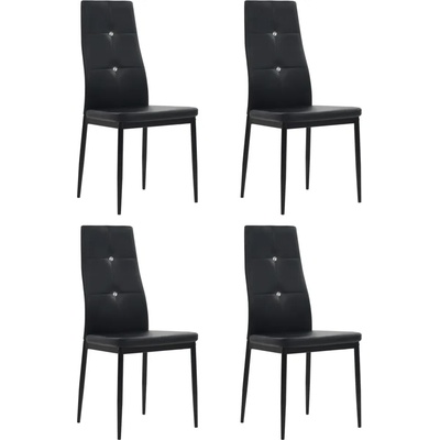 vidaXL Tрапезни столове, 4 бр, черни, изкуствена кожа (246188)