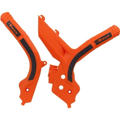 RACETECH (RTECH) kompletní kryty rámu BI-MATERIAL SUPER GRIP KTM SX 125/150/250 19-21, SXF 250/350/450 19-21, SXF 450 18-21, EXC/EXCF 150/250/350/450 20-21 barva oranžová černá (R-PRTKTMARNR2)