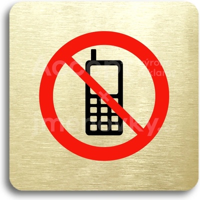 ACCEPT Piktogram zákaz telefonování - zlatá tabulka - barevný tisk bez rámečku
