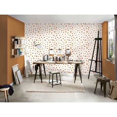 DIMEX ART Луксозна флизелинова тапета оранжеви звезди