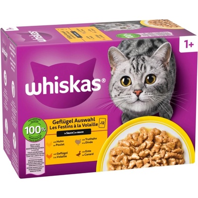 Whiskas 1+ Adult drůbeží výběr v omáčce 12 x 85 g