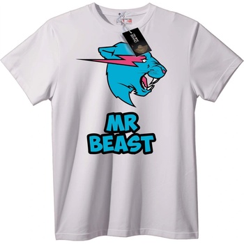 NOONEBRAND Тениска Mr Beast Лого - 7XL, White