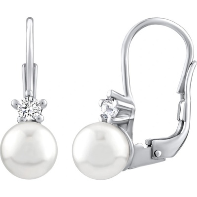 SILVEGO s bílou Swarovski Perlou SILVEGO35037W