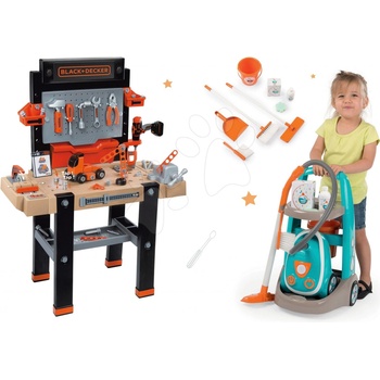 Smoby set pracovná dielňa Black & Decker a upratovací vozík s elektronickým vysávačom 3607023