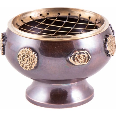 Nefertitis Miska kovová hnědá se symboly čaker 8 cm NF19205 - cca 8 x 8,5 cm – Hledejceny.cz