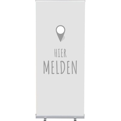 Jansen Display Set Roll-baneru Budget s vytištěným motivem, Přihlášení, šedý, holandsky, 870 x 2080 mm
