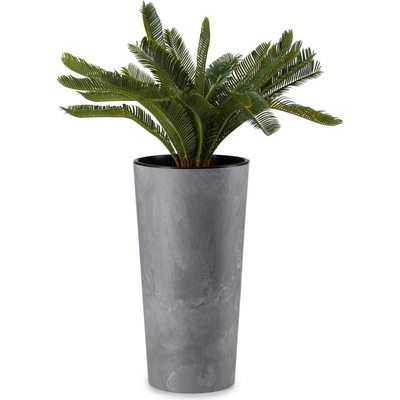 HowHomely PLASTOVÝ KVETINÁČ URBANIKA 57X30 CM IMITÁCIA BETÓNU SIVÁ