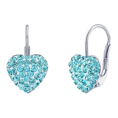 Silvego SILVEGO strieborné náušnice srdce svetlomodré so Swarovski Crystals SILVEGOB36011SWA