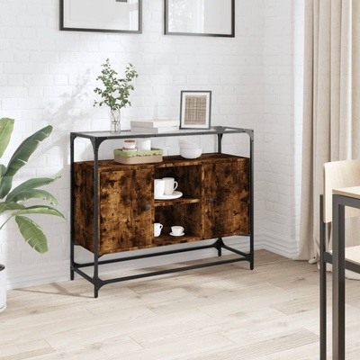 vidaXL 11461.846071 příborník se skleněnou deskou 98x35x81 cm kompozit