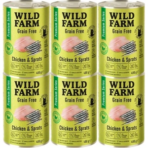 WILD FARM Premium Grain Free Chicken and Sprats 6x400g - беззърнена храна за котки