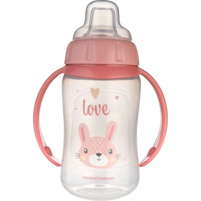 Canpol Babies hrnček tréningový s úchytmi Cute Animals ružový zajko 320ml