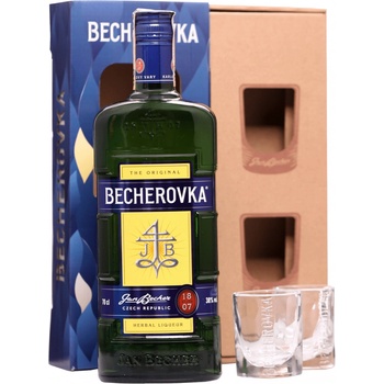 Becherovka 38% 0,7 l (dárkové balení 2 sklenice)