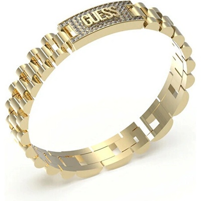 Guess Moderný pozlátený náramok pre mužov Empire JUMB03200JWYGT/U číra, zlatá
