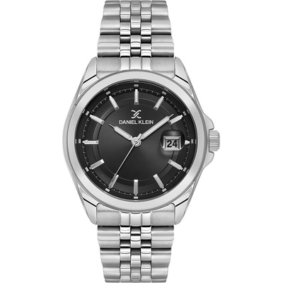 Daniel Klein DK. 6.14205-2 - мъжки часовник, кварцов, 42 mm, черен циферблат, 5 ATM, сребриста стомана