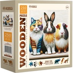 Wooden City Дървен пъзел Wooden City от 250 части - Коте, заек и морско свинче (HE 0311-L)