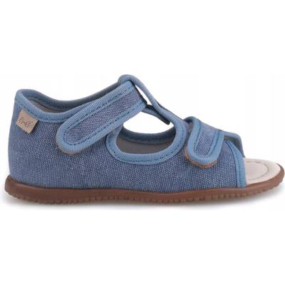 Barefoot papuče pre deti modré sandálky z organickej bavlny