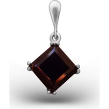 A-B Women's silver square pendant with natural Czech garnet CS 227