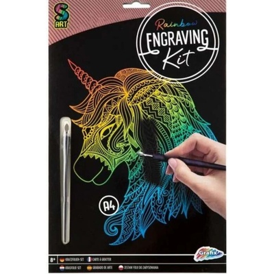 S ART Vyškrabávací sada A4 Rainbow Jednorožec II