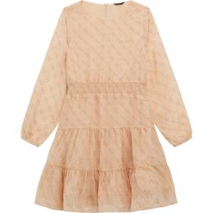Guess Шифонена рокля в розово покрита с надписи Guess