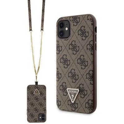 GUESS GUHCN61P4TDSCPW iPhone 11 / Xr 6.1" кафяв твърд Crossbody 4G калъф с метално лого (GUHCN61P4TDSCPW)