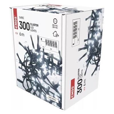 Reťaz CLUSTER 6m 300LED s časovačom studená biela D4BC04