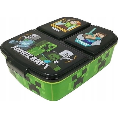 Raňajkový Box Minecraft zelený s 3 priehradkami