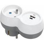 ORNO 2P+Z socket, USB-A+C, white-gray