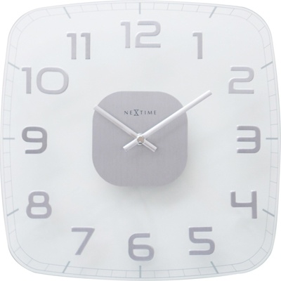 NeXtime Стенен часовник Classy Square бяло-сребристо (8816TR)