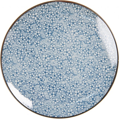 Clayre & Eef Dezertní talíř modré kvítky BlueFlow 21 cm