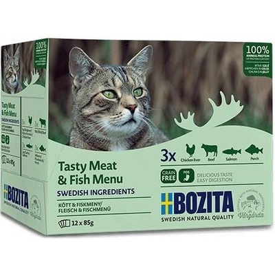 BOZITA Tasty meat & fish menu in jelly Box 12 x 85 g