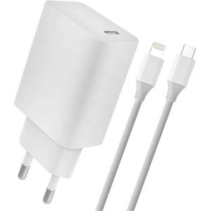 Blautel 4-OK мрежово зарядно устройство с Type-C конектор, 18 W, PD бързо зареждане + кабел Type-C - Lightning, БЯЛ (CVPI18)